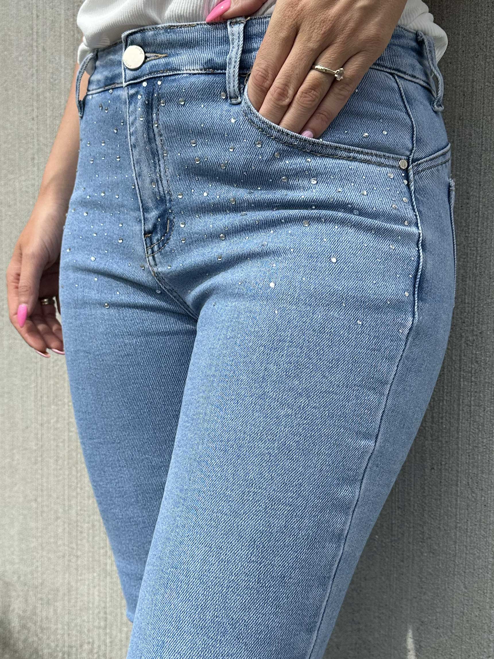 Maria - Ljusblå jeans med strass